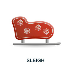 Sleigh icon. 3d illustration from christmas collection. Creative Sleigh 3d icon for web design, templates, infographics and more
