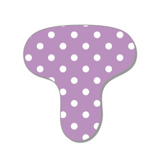 Polka dot letter.Pastel polka dots font. Hand drawn letter design for scrapbooks, albums, crafts and back to school projects.