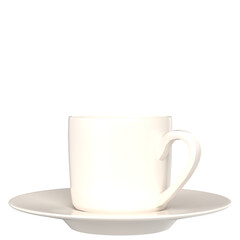 3d rendering illustration of an empty coffee cup with saucer