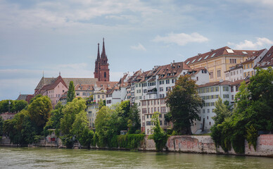 Fototapeta na wymiar Buildings in the city centre of Basel , Switzerland