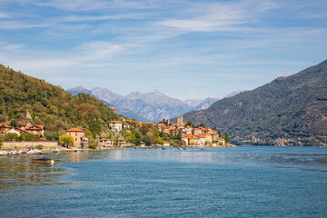 Fototapeta na wymiar Santa Maria Rezzonico on Lake Como western lakeside