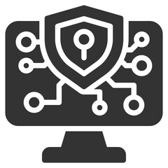 computer security protection solid glyph icon