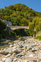 Fototapeta na wymiar Ancient roman bridge at Domaso, Como province, Italy