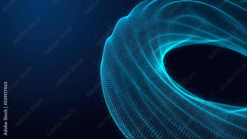 Poster abstract geometric figure made of digital particles. network connection. a large data structure of b