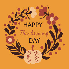 Thanksgiving greeting card. Vector illustration.