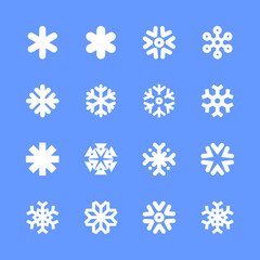 Fototapeta na wymiar Snowflakes linear icon set. Winter