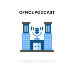 Studio Office Podcast Building flat icon. Vector illustration on white background.
