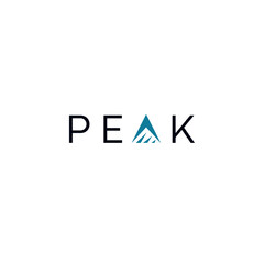 Peak logo design with abstract letter A with mountain vector logotype