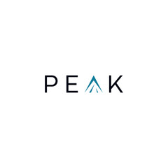 Peak logo design with abstract letter A with mountain vector logotype