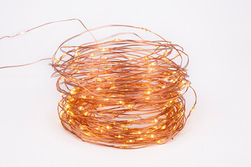  LED string lights. Party holiday christmas decoration lights. Close up christmas LED lighting