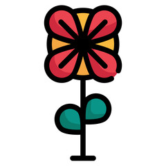 flower spring botanic plant filled outline icon