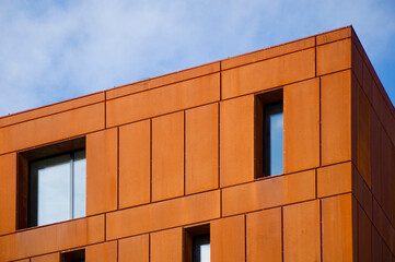 Detail of modern architecture corten building.