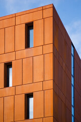 Detail of modern architecture corten building.