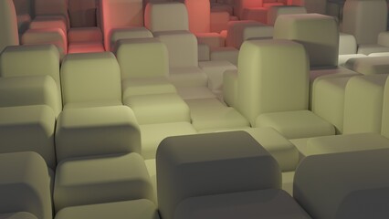 Abstract cubic background, 3D rendering 