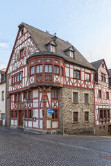Ornate half-timbered house at the village of Rhens, Rhineland-Palatinate
