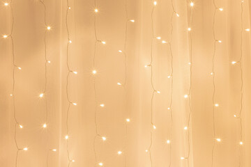  LED string lights. Party holiday christmas decoration lights. Close up christmas LED lighting