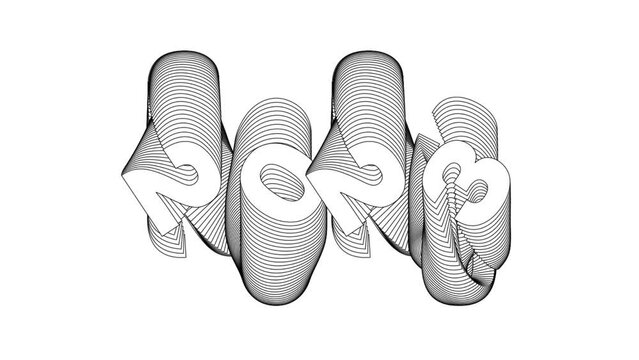 2023 animation. White Black new year text word echo effect