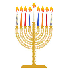 Hanukkah Jewish holiday traditional menorah with candles