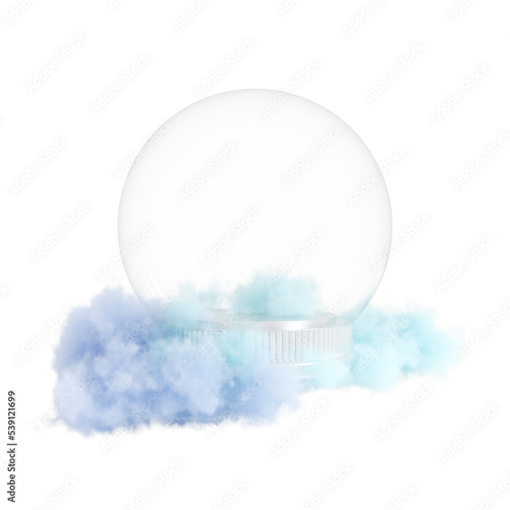 Aufkleber empty christmas snowglobe with smoke clouds. 3d element with transparent background.
