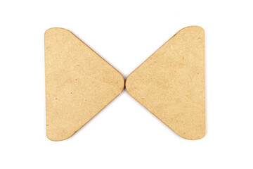 Workflow flowchart of business management concept, flow chart, diagram action plan processing with wooden plates on white background.