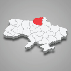 Fototapeta na wymiar Chernihiv Oblast. Region location within Ukraine 3d map