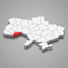 Chernivtsi Oblast. Region location within Ukraine 3d map