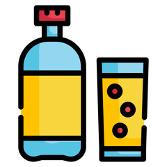 sweet juice water beverage bottle filled outline icon