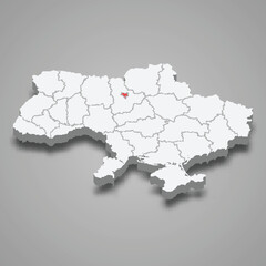 Obraz premium Kyiv. Region location within Ukraine 3d map