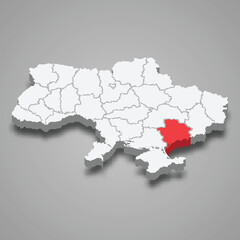 Zaporizhzhia Oblast. Region location within Ukraine 3d map