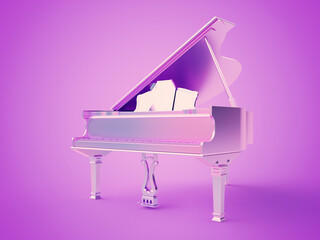 3d rendered illustration of a chrome piano