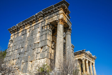 left 2nd second one demircili imbrigon cilicia mausoleum front and right shot, column and stone...