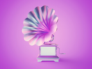 3d rendered illustration of a chrome gramophone