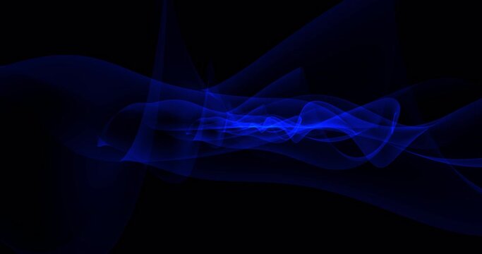Abstract background, video in high quality 4k. Blue moving lines and waves look like magical energy beautiful glowing smoke in space or fabric