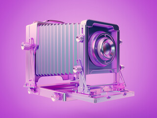 3d rendered illustration of a chrome camera