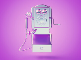 3d rendered illustration of a chrome telephone