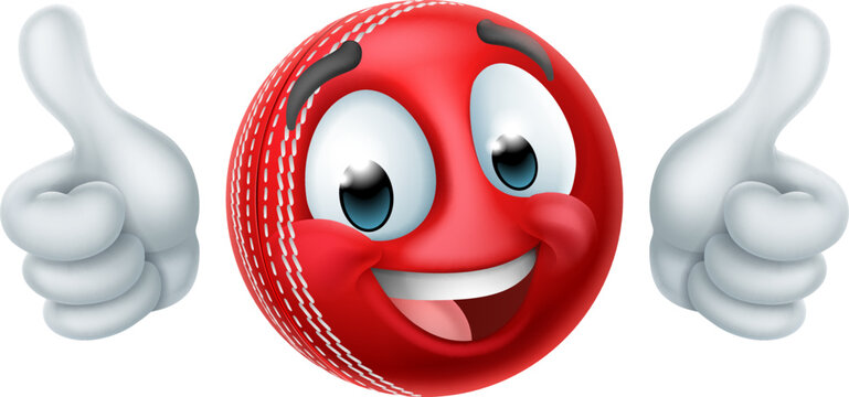 A cricket ball emoticon emoji cartoon face icon