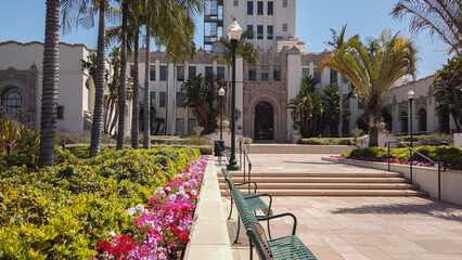 Los Angeles, California, USA, June 21, 2022: Beverly Hills City Hall and Civic Center. Architect...