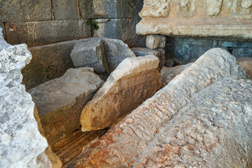 right 2nd second one demircili imbrigon cilicia mausoleum inside tombstone motif lion, roman script...