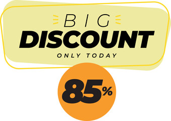 Eighty five 85 percent big discount sale banner label yellow