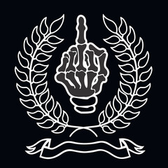 skeleton hand gesture,, grunge vintage design t shirts
