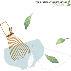 抹茶と茶道具のイメージイラスト-2