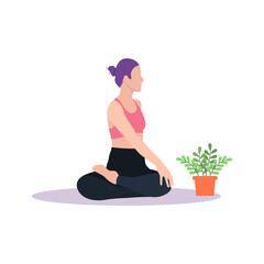 vector illustration of female character doing yoga
