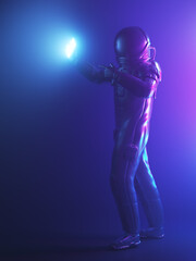 Fototapeta na wymiar 3d rendered illustration of an astronaut showing his smartphone