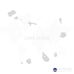 Cape Verde grey map isolated on white background with abstract mesh line and point scales. Vector illustration eps 10