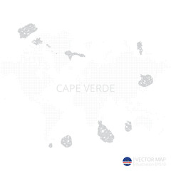 Naklejka premium Cape Verde grey map isolated on white background with abstract mesh line and point scales. Vector illustration eps 10