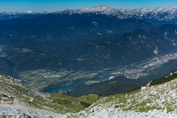 View of the town of Jesenice from the slopes of Mount Stol - obrazy, fototapety, plakaty