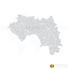 Guinea grey map isolated on white background with abstract mesh line and point scales. Vector illustration eps 10
