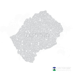 Lesotho grey map isolated on white background with abstract mesh line and point scales. Vector illustration eps 10