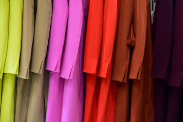 Colorful coats hanging