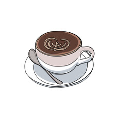 Hand drawn cup of coffee vector illustration.